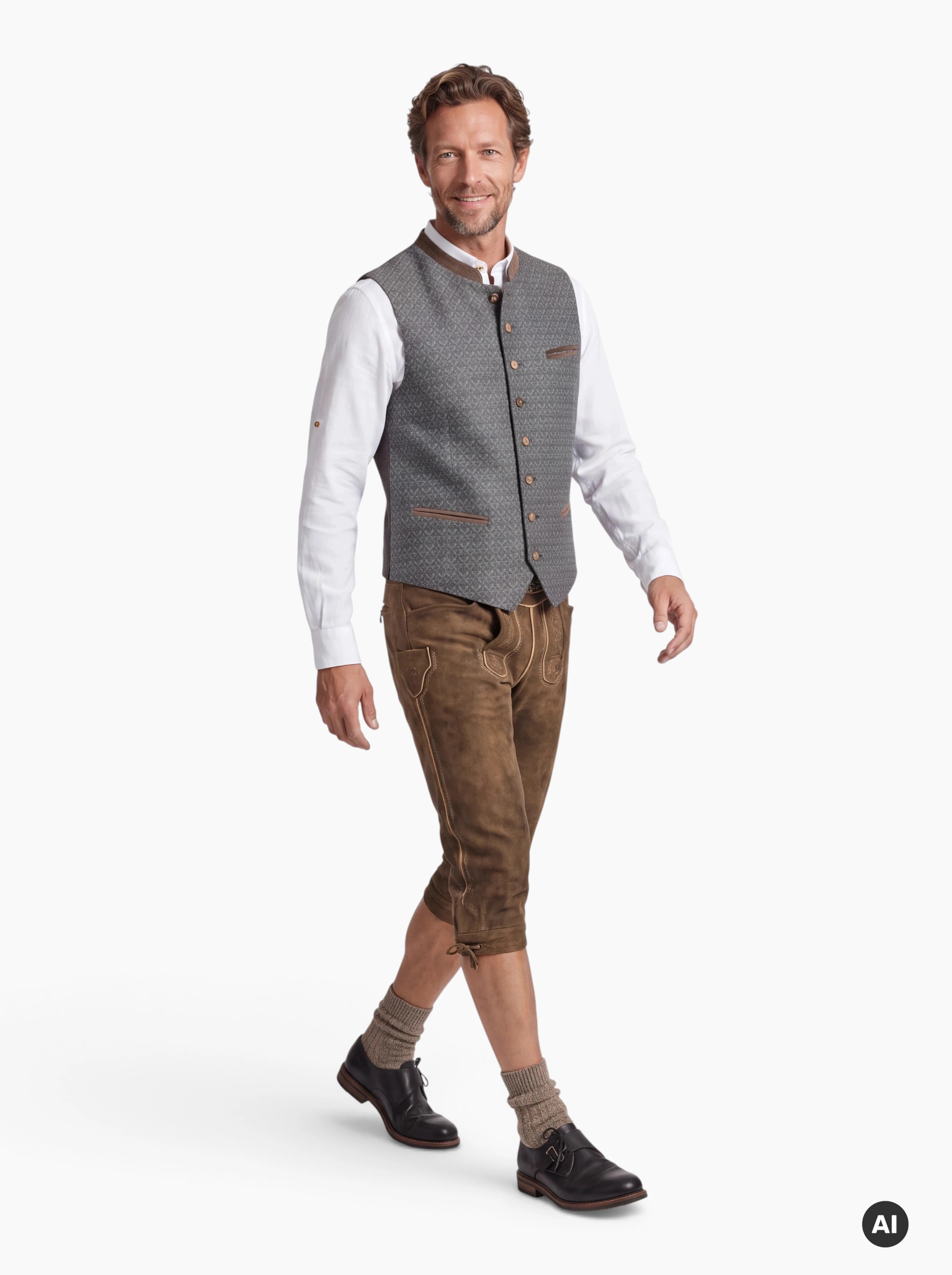 Trachtengilet Milo in Grau Braun