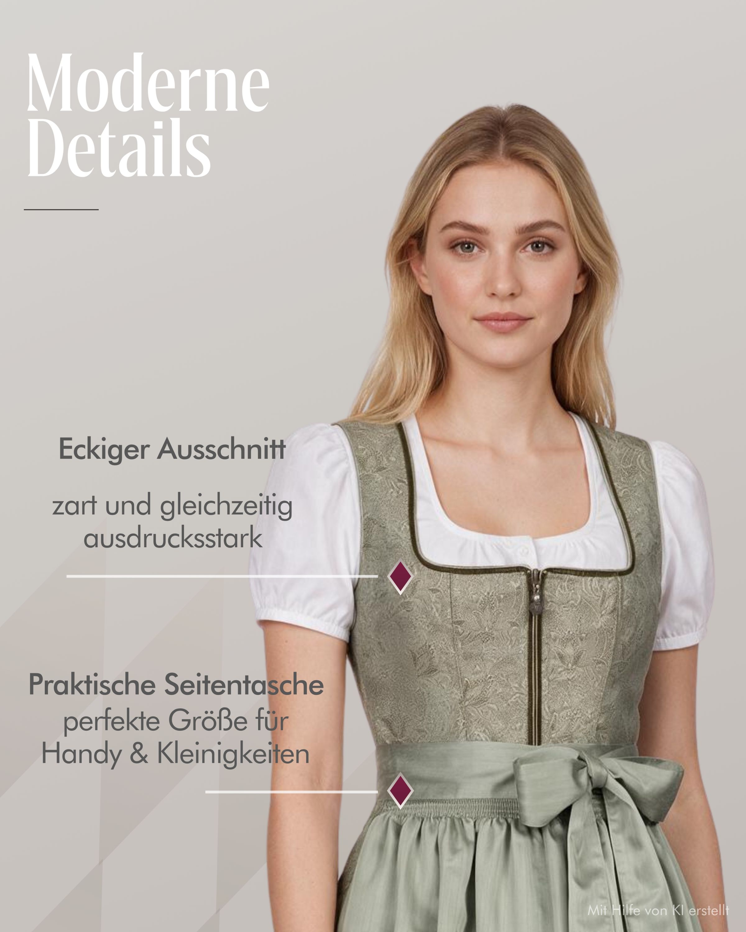 Midi Dirndl Gala in Salbei von Nübler