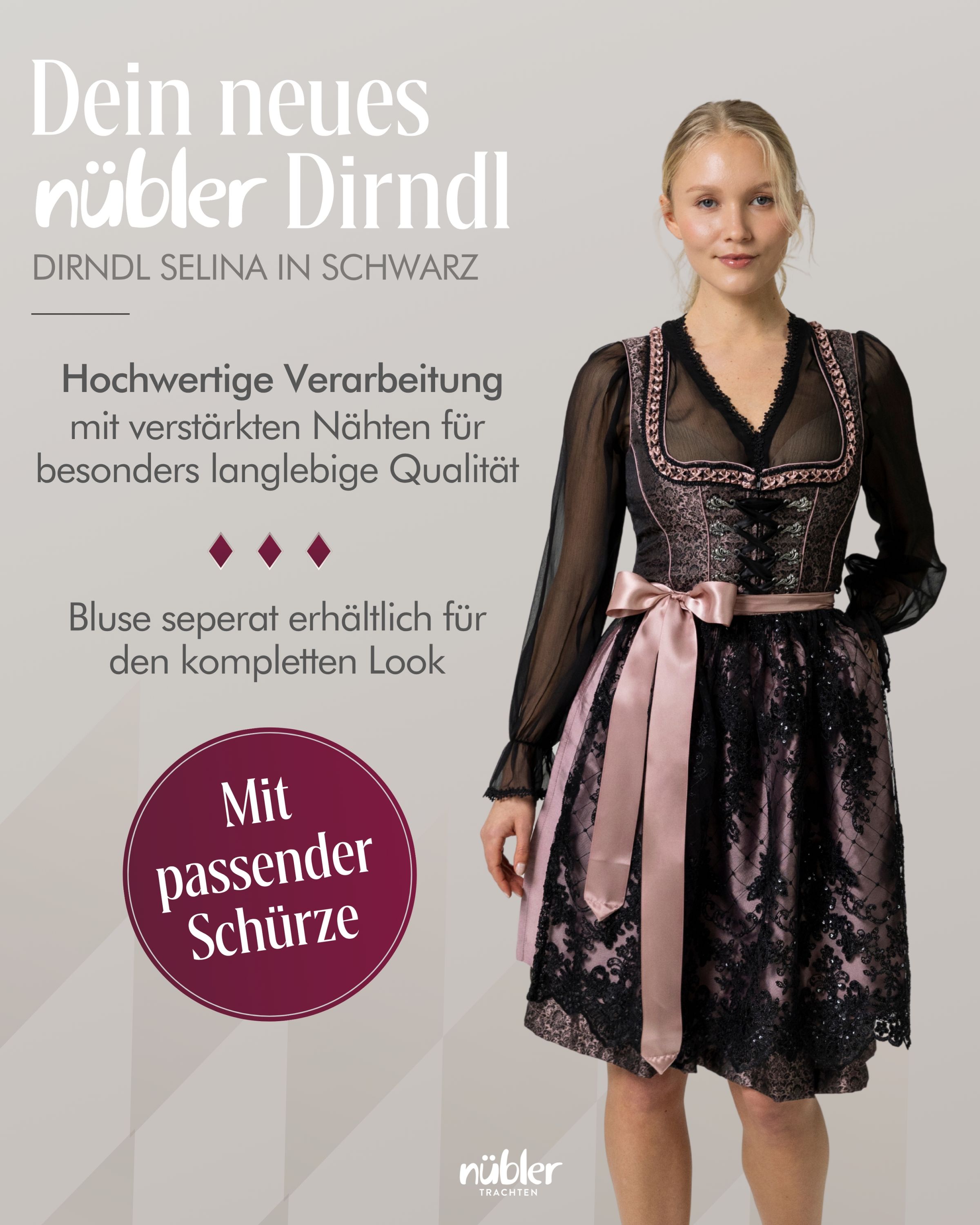 Dirndl midi Selina in Schwarz von Nübler