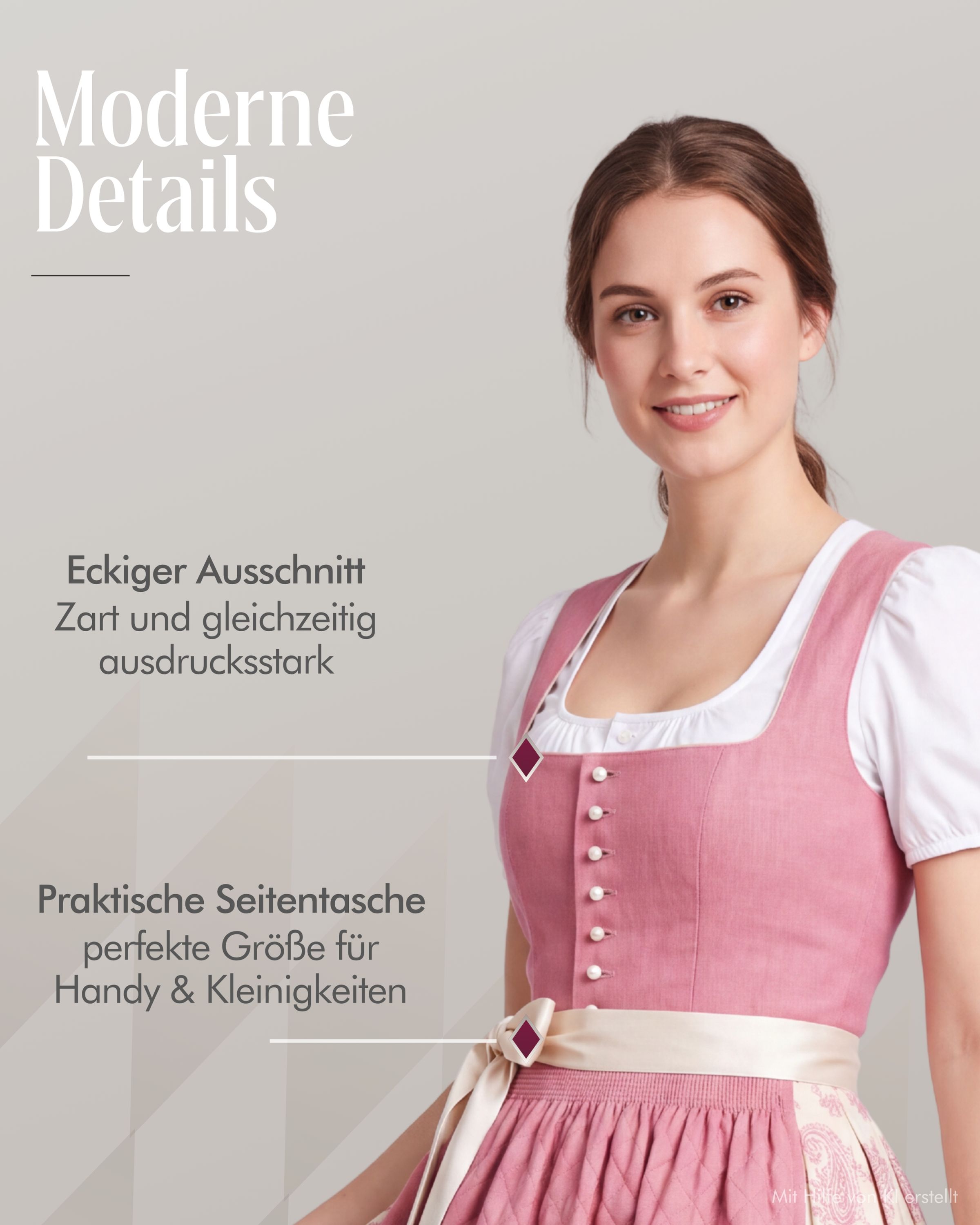 Mididirndl Gina in Rosa von Nübler
