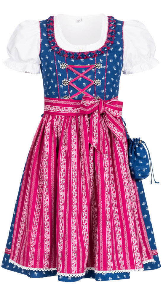 Mädchen Dirndl im traditionellen Stil Kinder Trachten, Blau