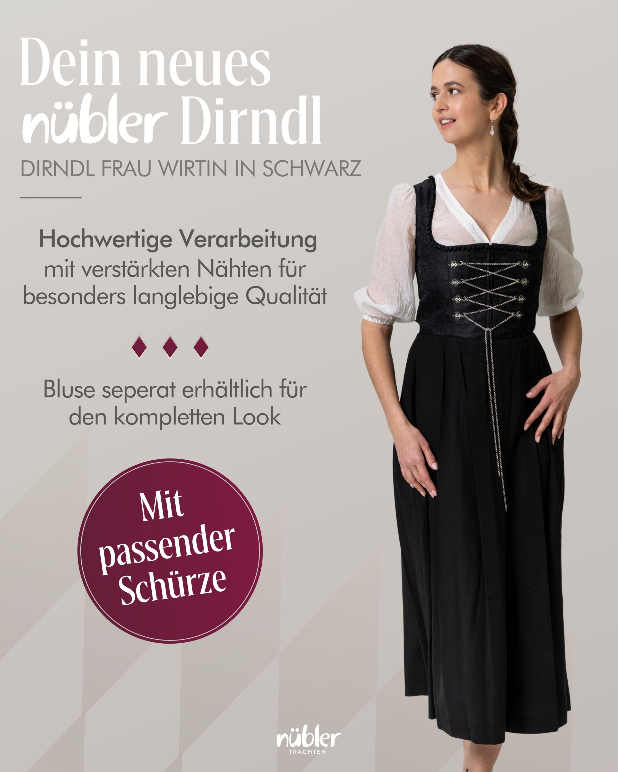 Gastrodirndl Frau Wirtin in Schwarz von Nübler