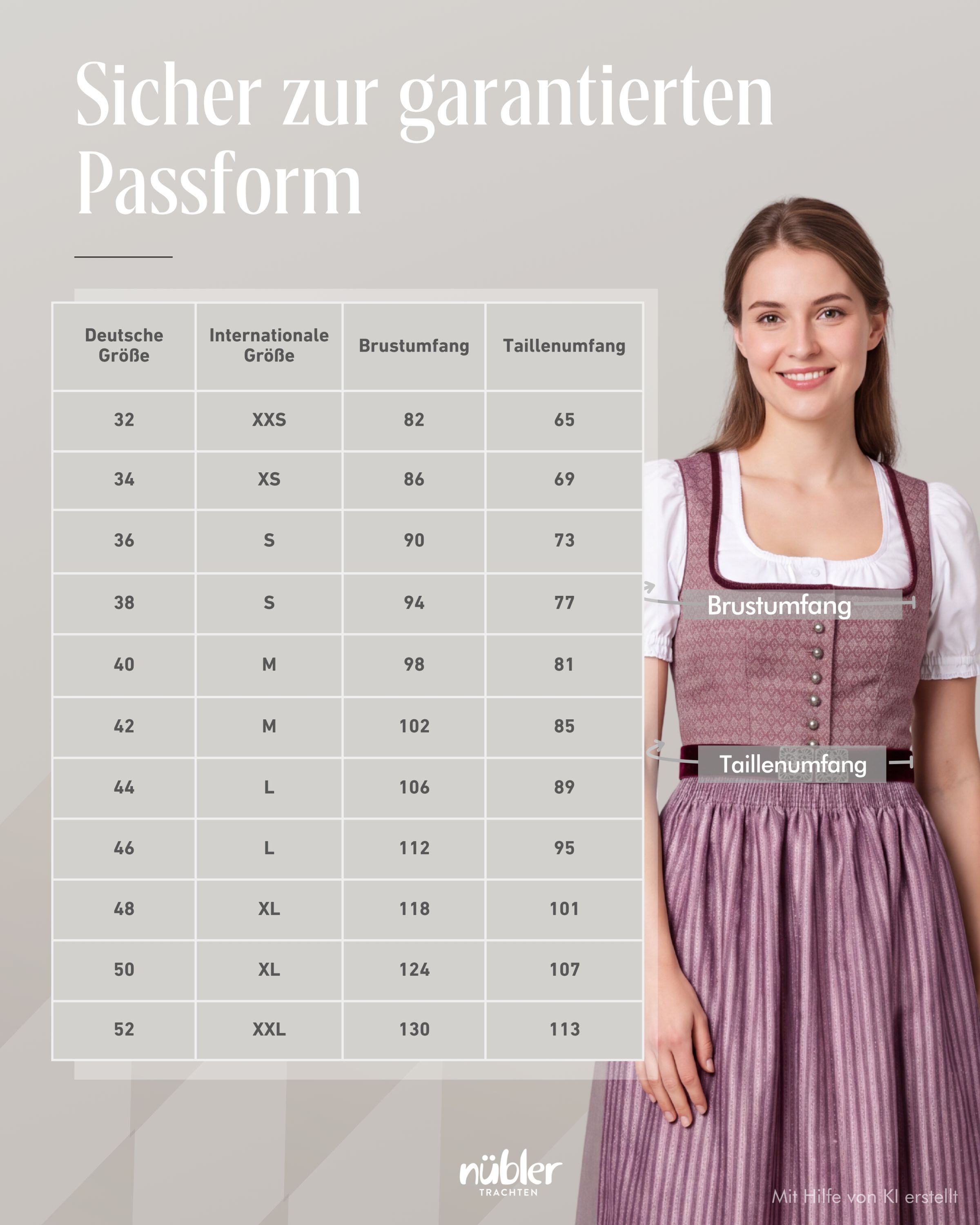 Dirndl lang Edda in Beere von Nübler