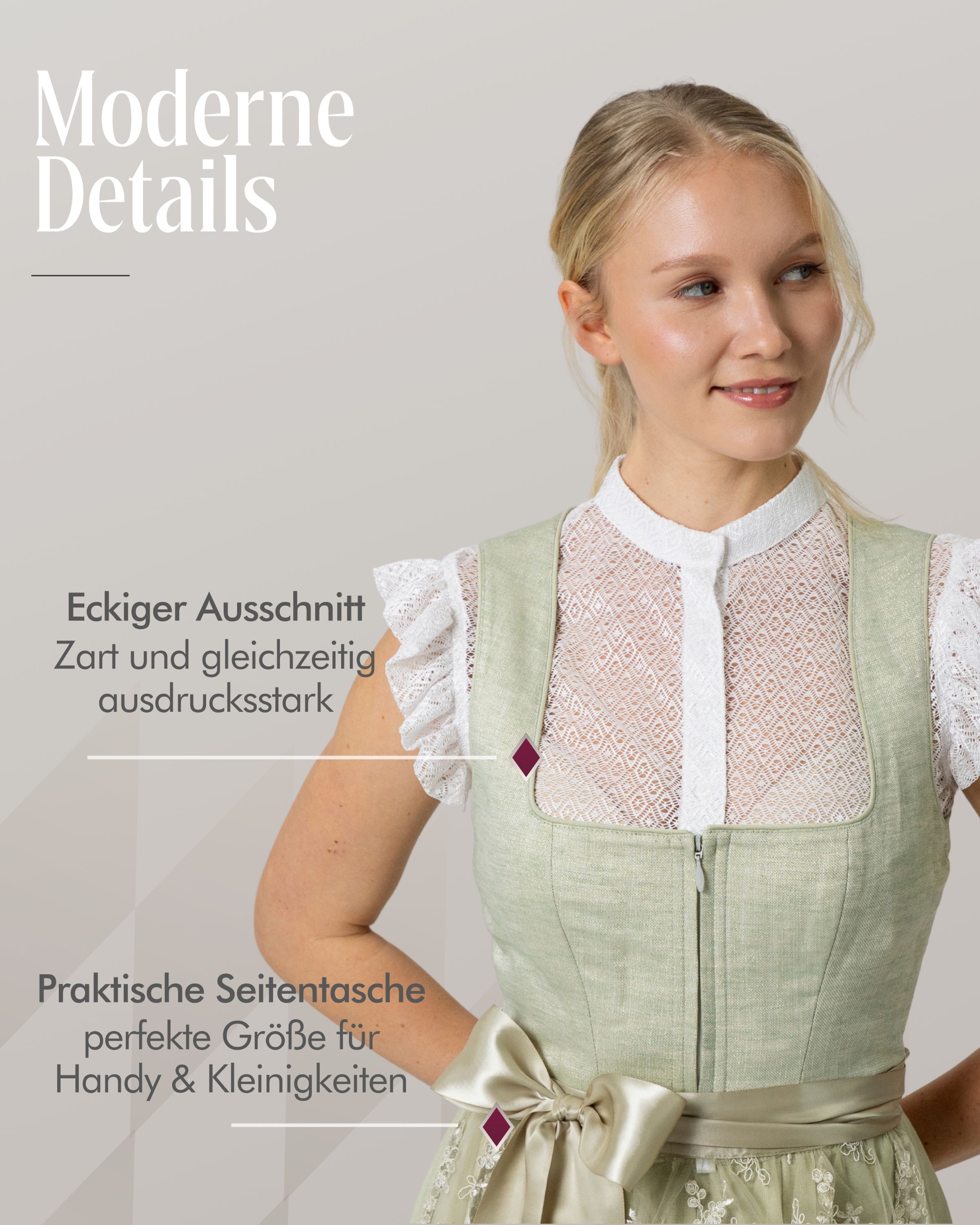 Mini Dirndl Kisha in Lindgrün von Nübler