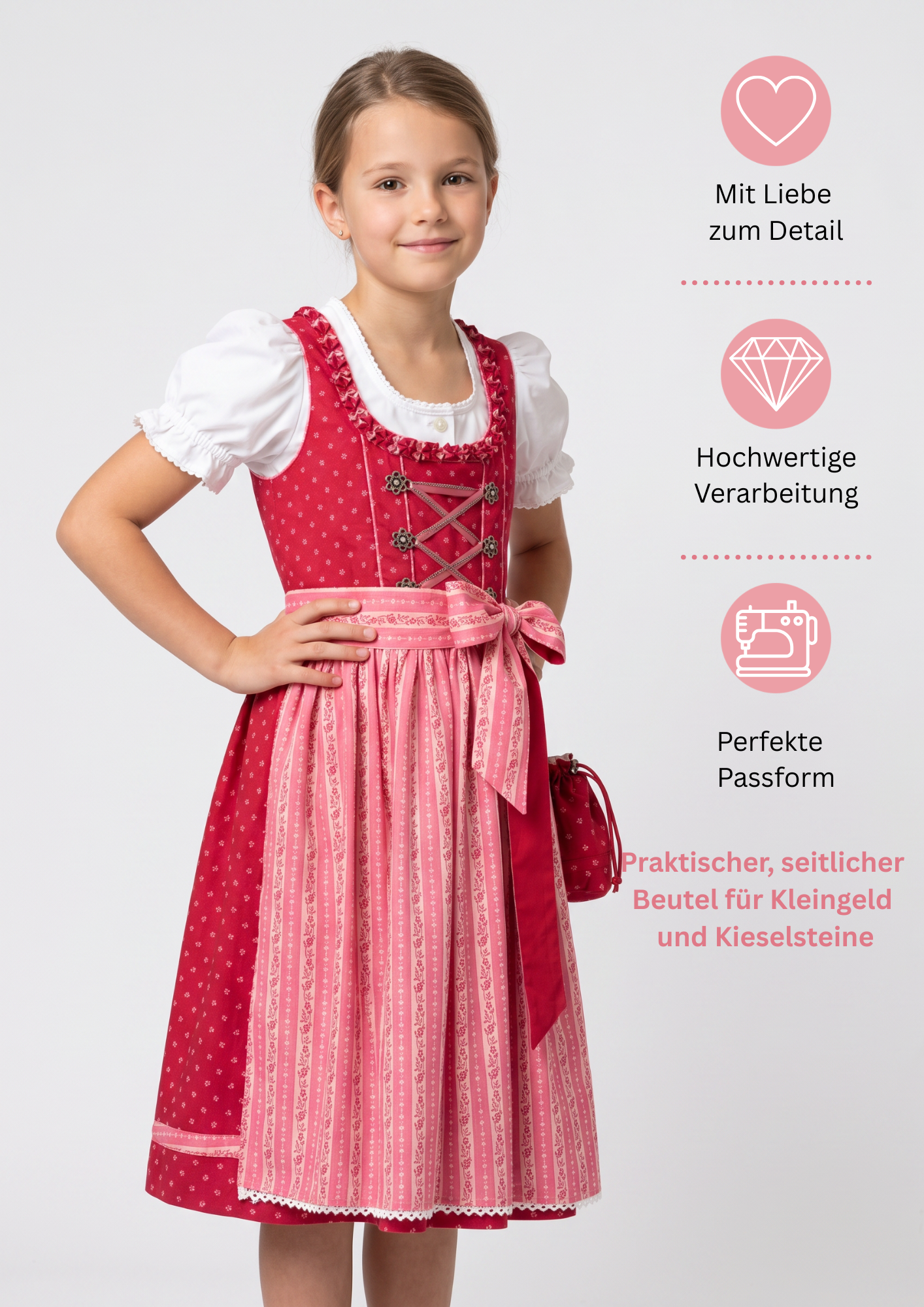 Kinderdirndl 3-teilig Diana in Beere von Nübler