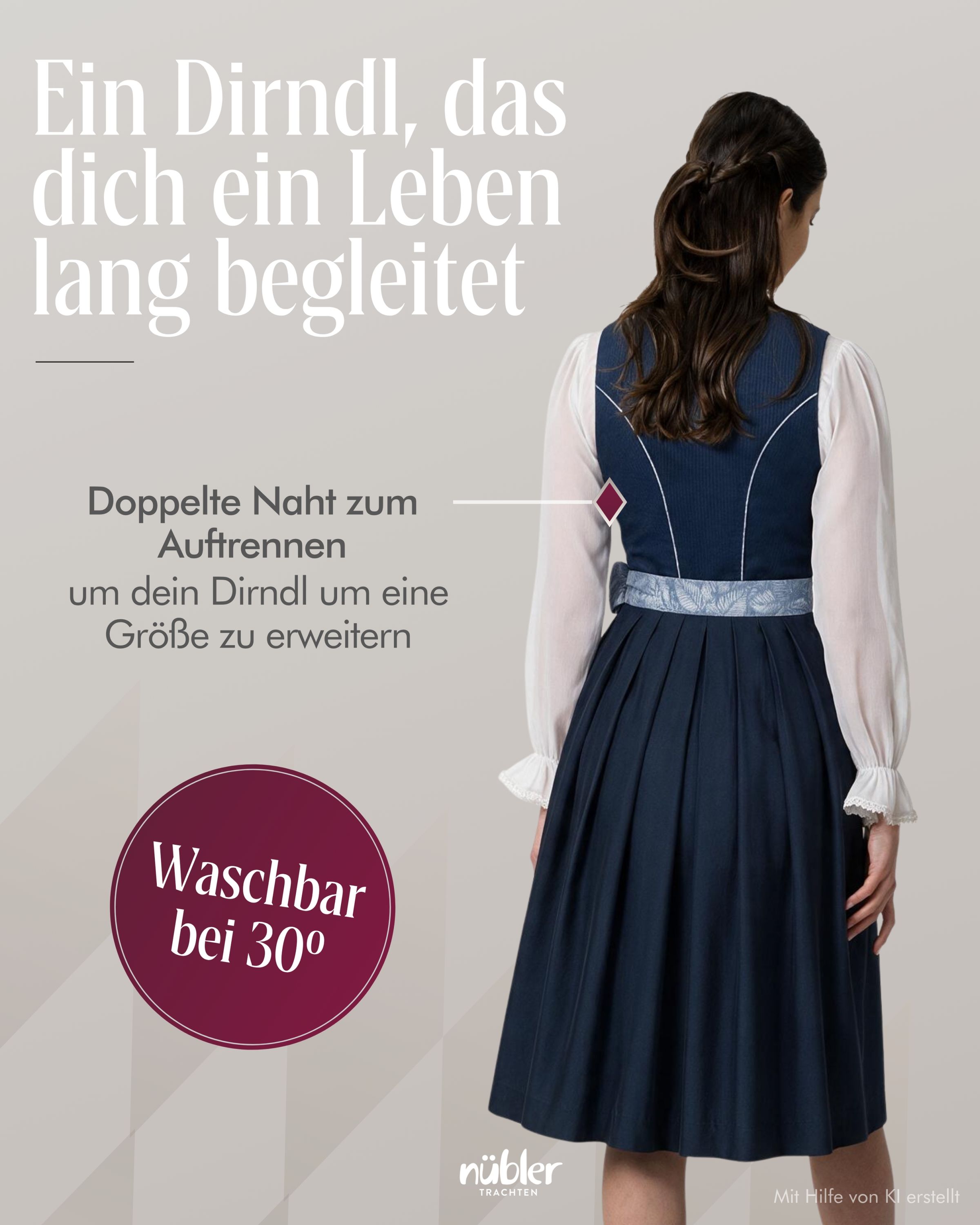 Midi Dirndl Gemma in Blau von Nübler