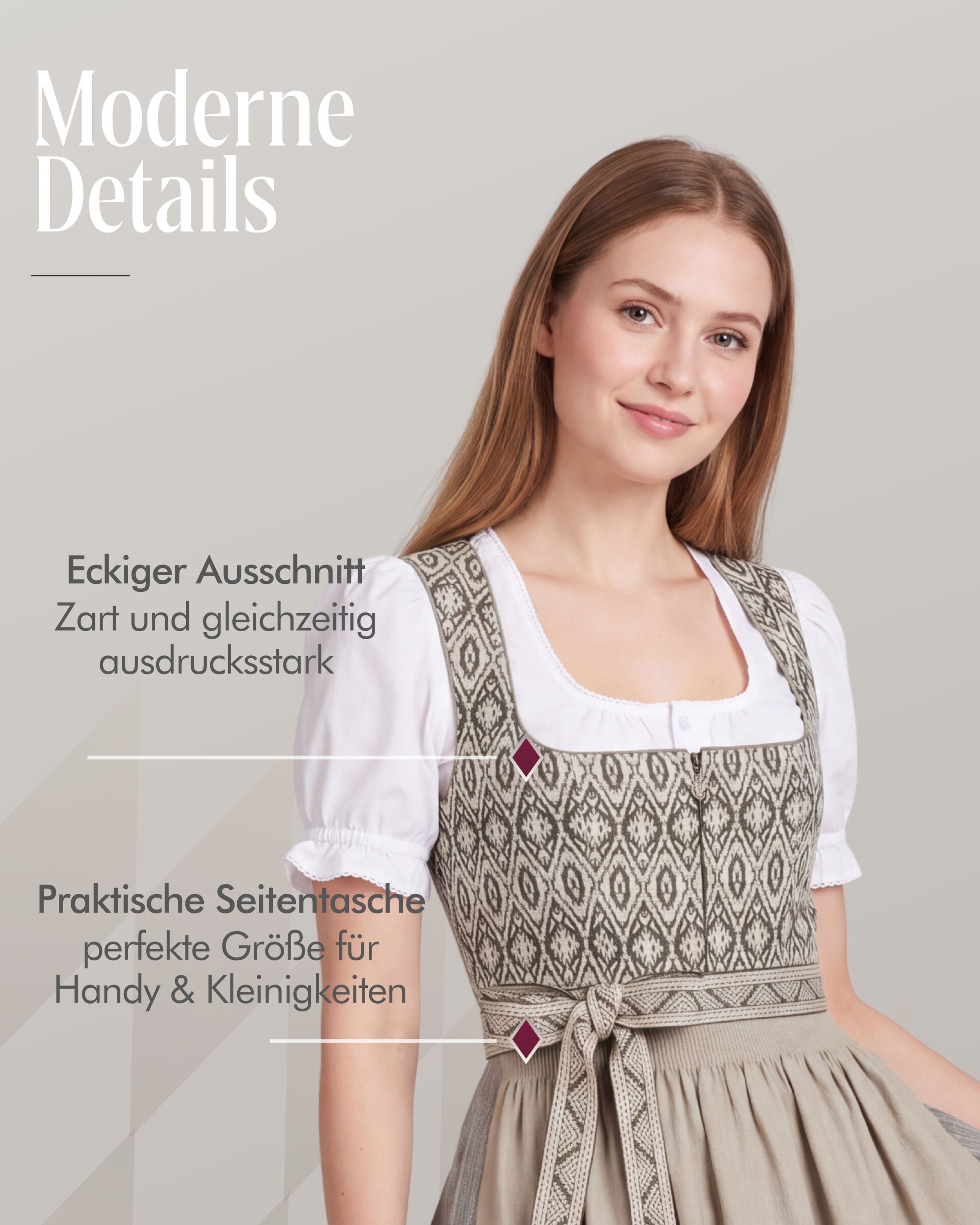 Midi Dirndl Gudrun in Oliv von Nübler