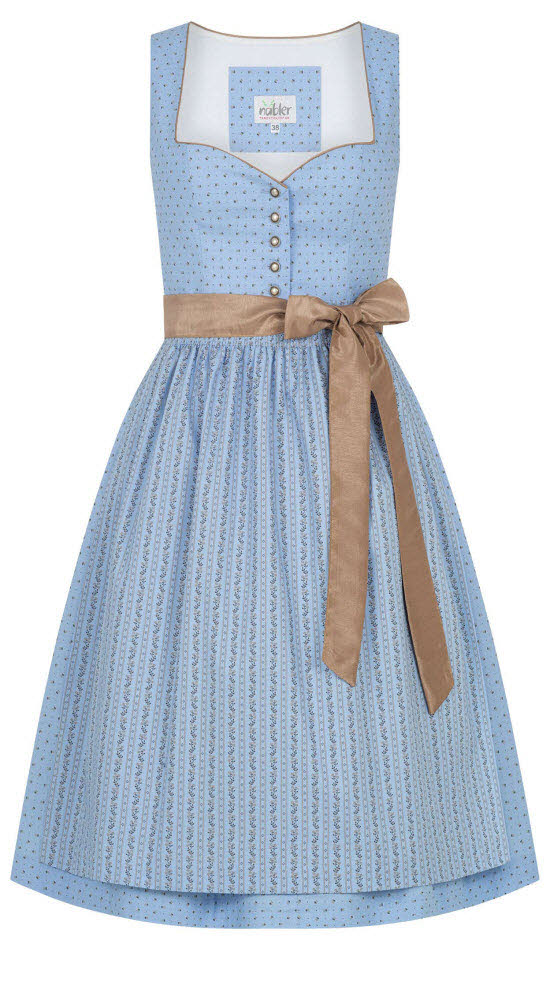 Midi Dirndl Alma in Hellblau von Nübler Midi Dirndl Alma in Hellblau von Nübler