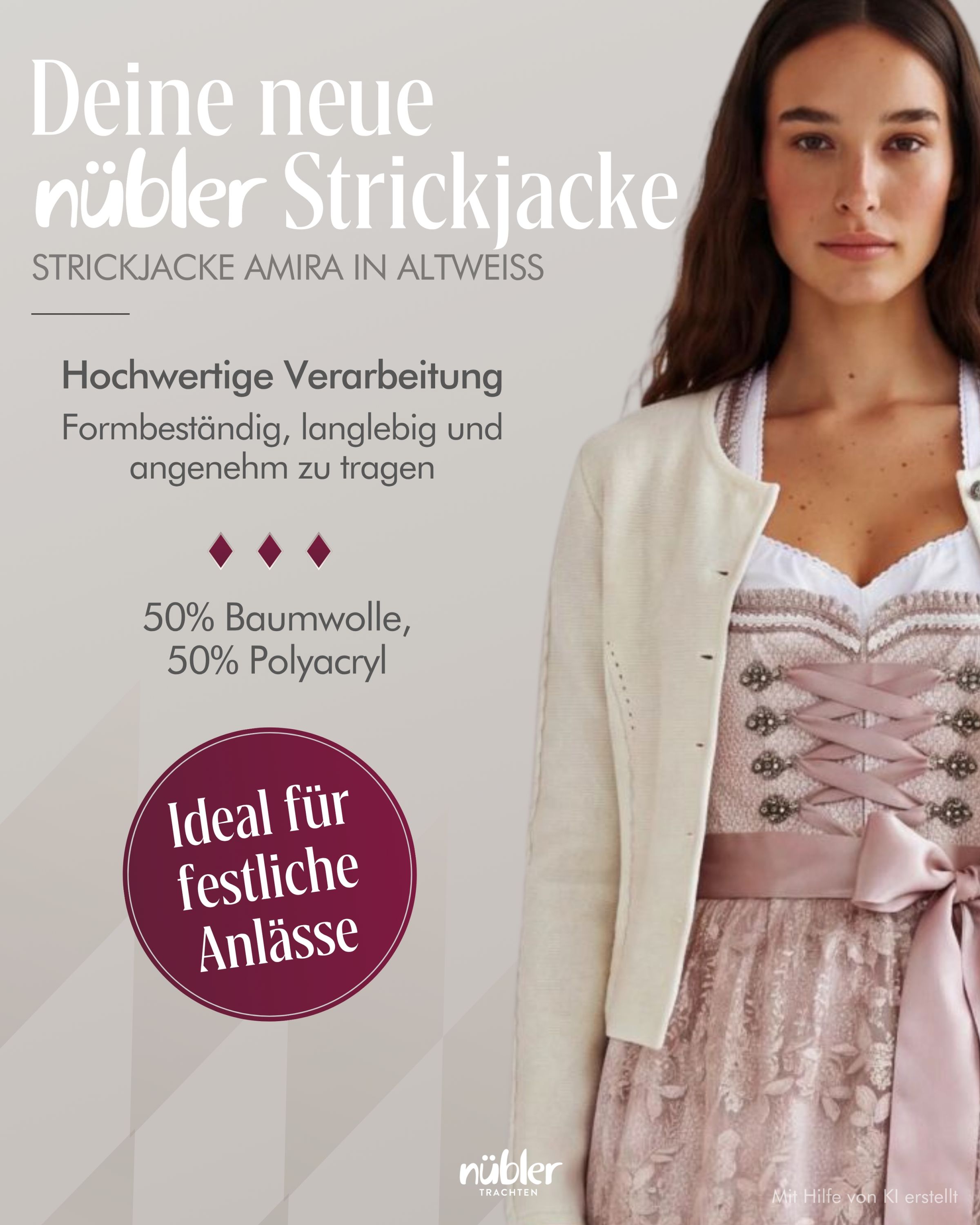 Strickjacke Amira in Altweiß von Nübler