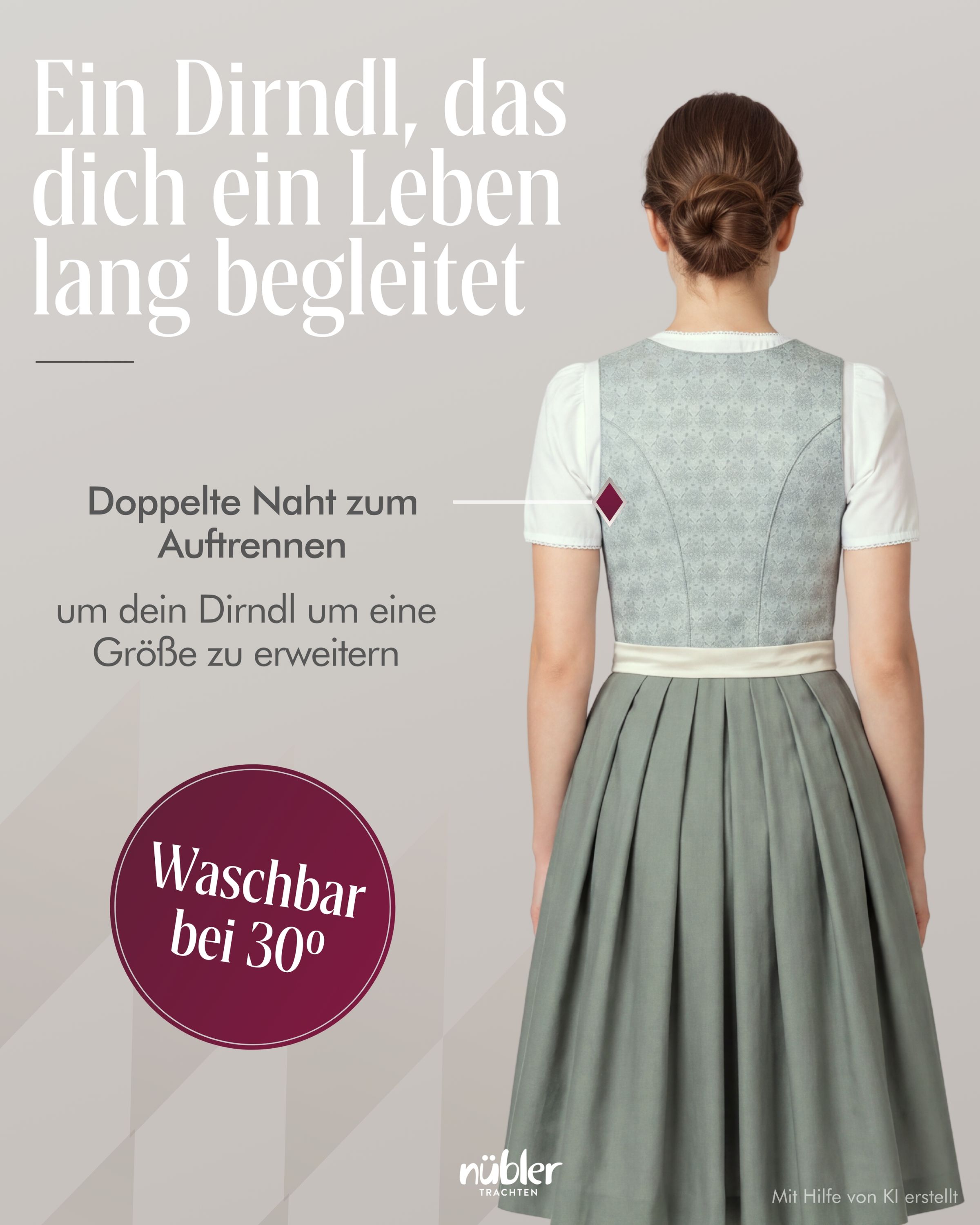 Midi Dirndl Efia in Petrol von Nübler