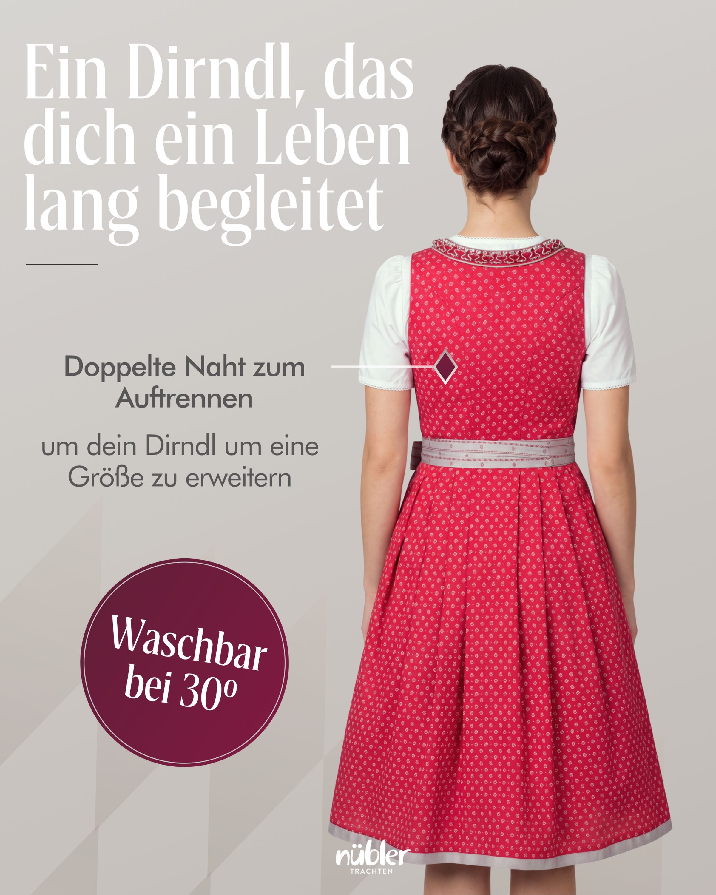 Dirndl midi Terres in Rot von Nübler