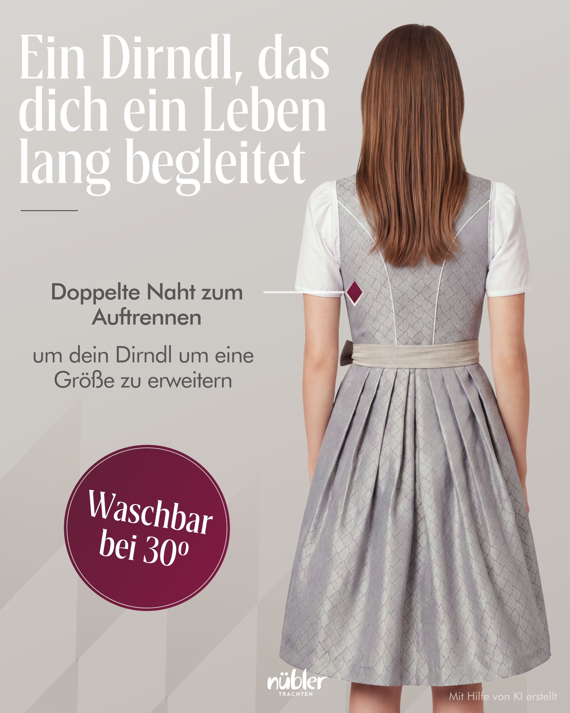 Midi Dirndl Georgina in Graphite von Nübler