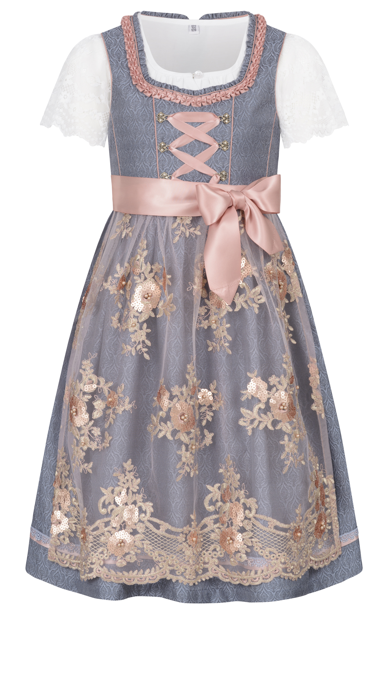 Kinderdirndl Gerhild in Rauchblau von Nübler