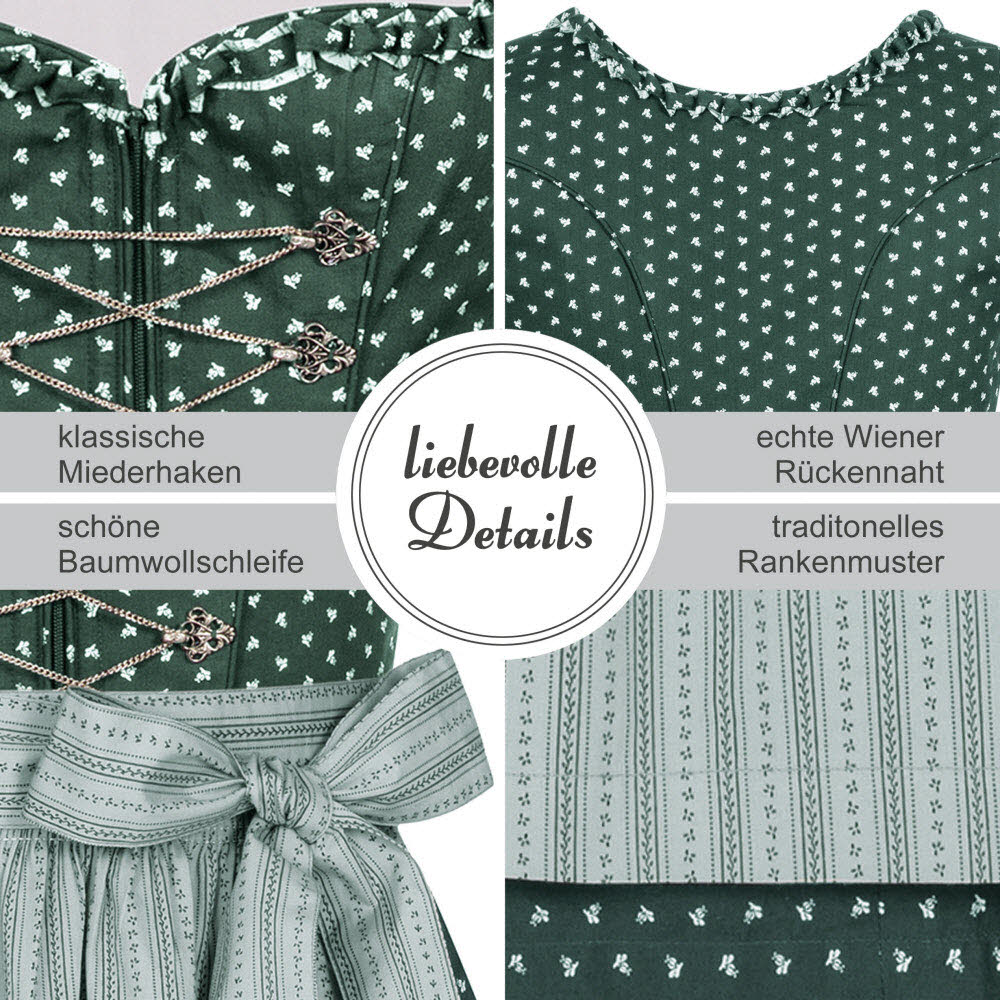 Damen Dirndl midi im Landhausstil, Rocklänge 70cm