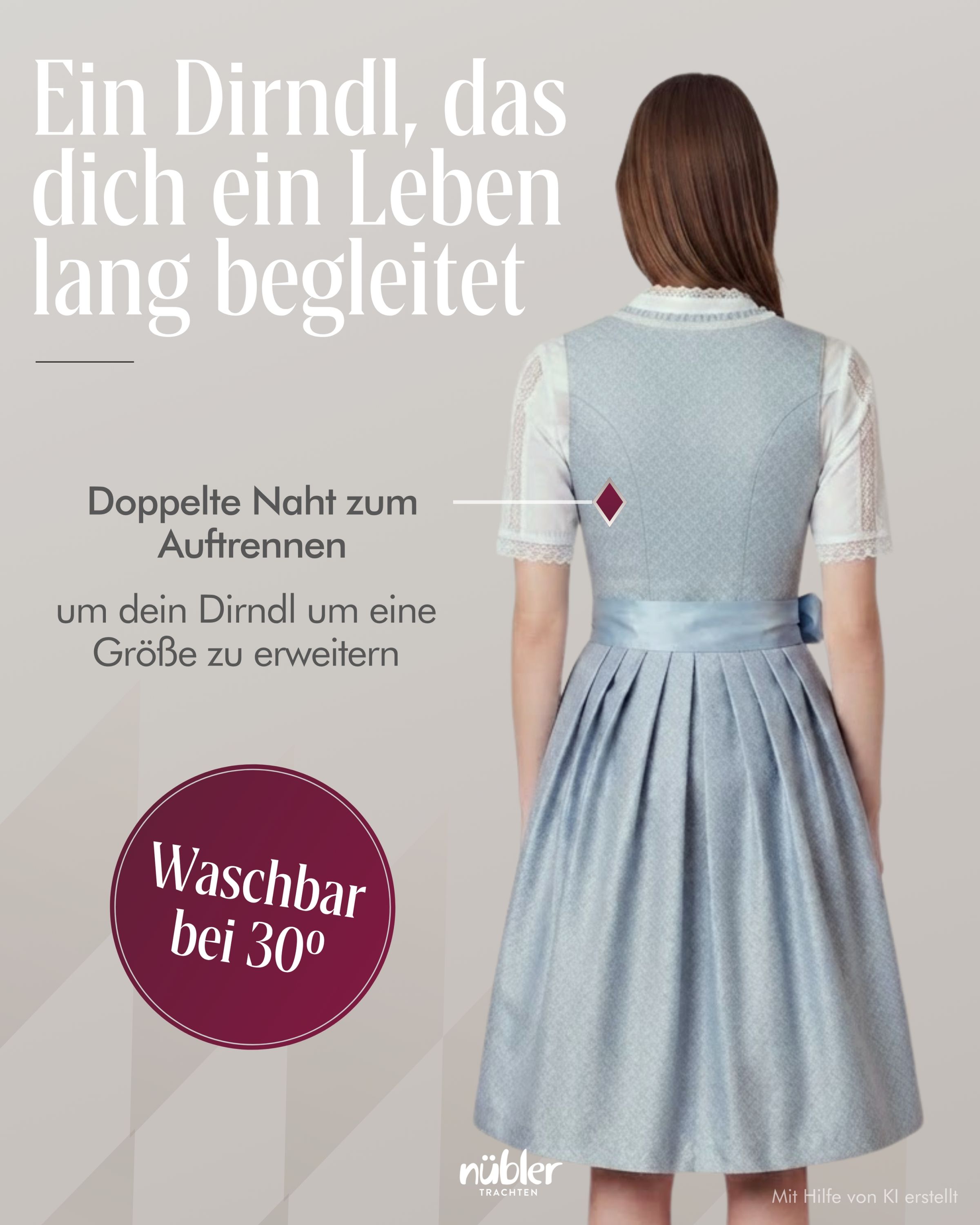 Midi Dirndl Gardi in Eisblau von Nübler