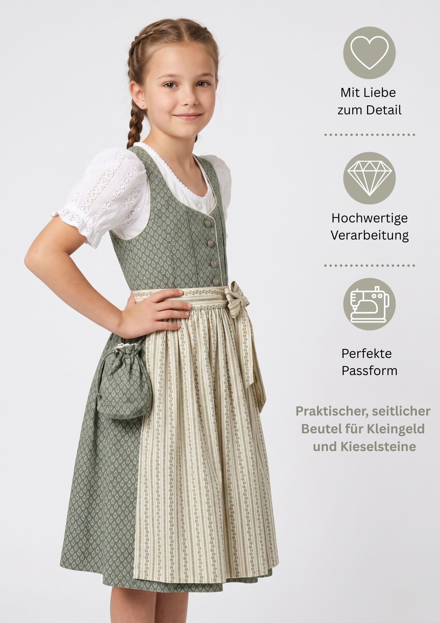 Kinderdirndl Fredericke in Salbei von Nübler