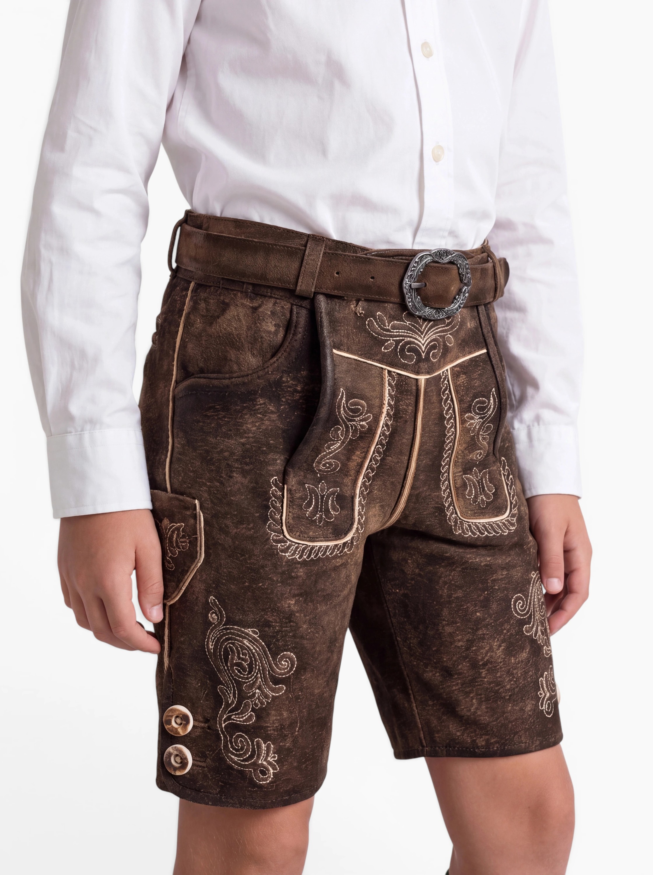 Kinderlederhose kurz Adam in Dunkelbraun von Nübler