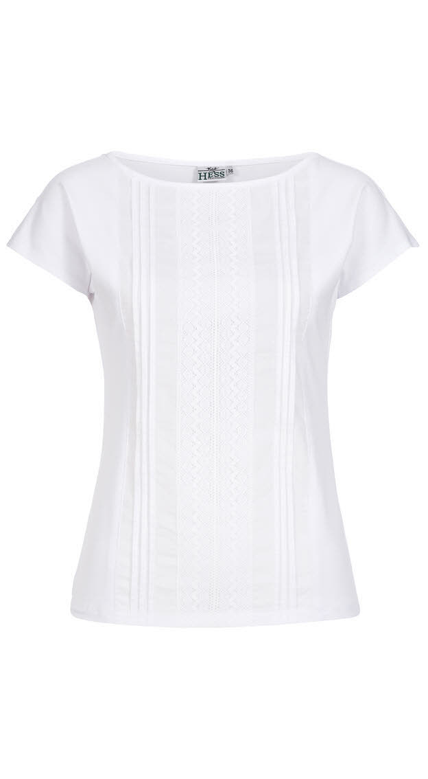 Trachten-Shirt Kurzarm Ulrike in Weiß von Hess Frackmann