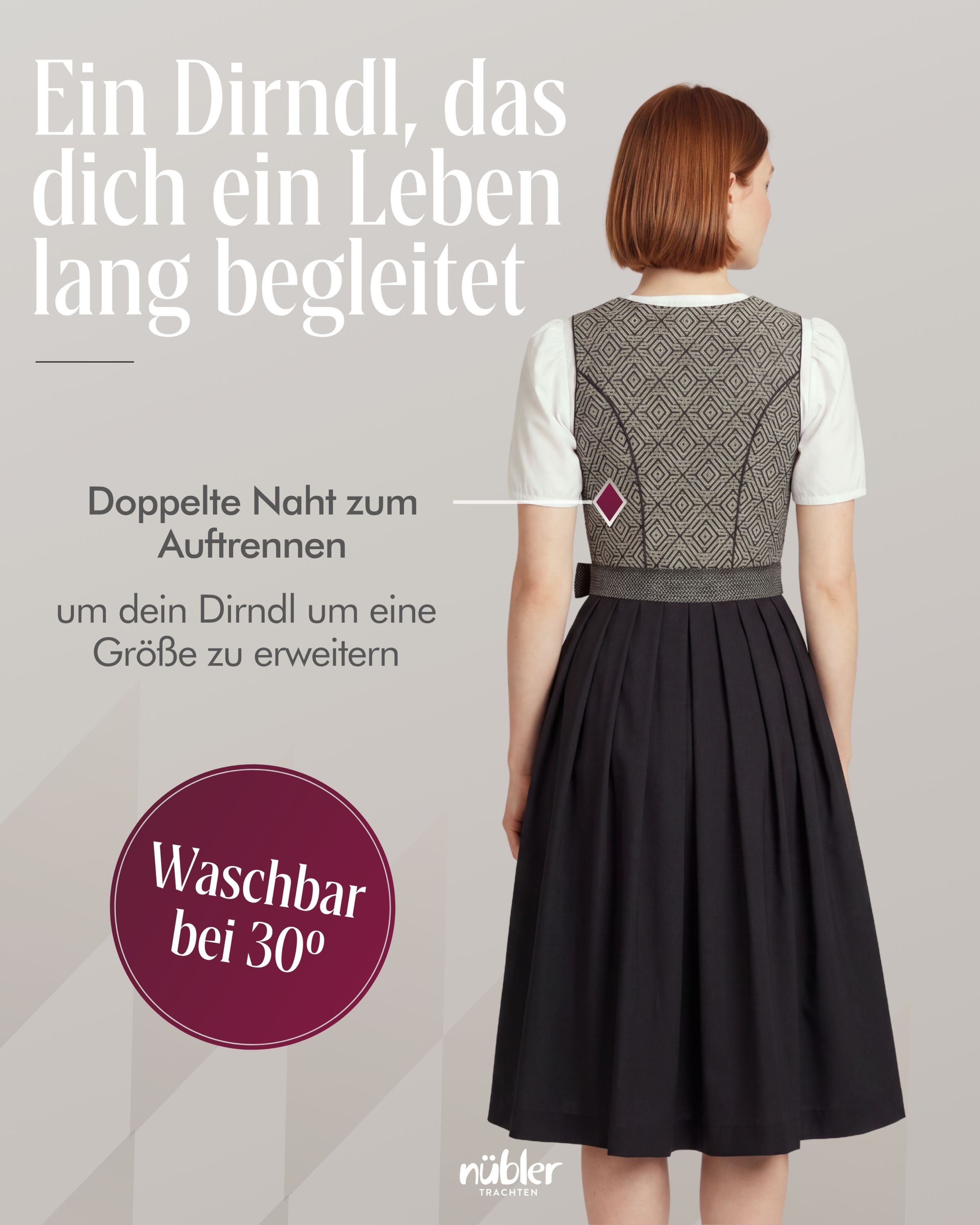 Midi Dirndl Grace in Schwarz von Nübler