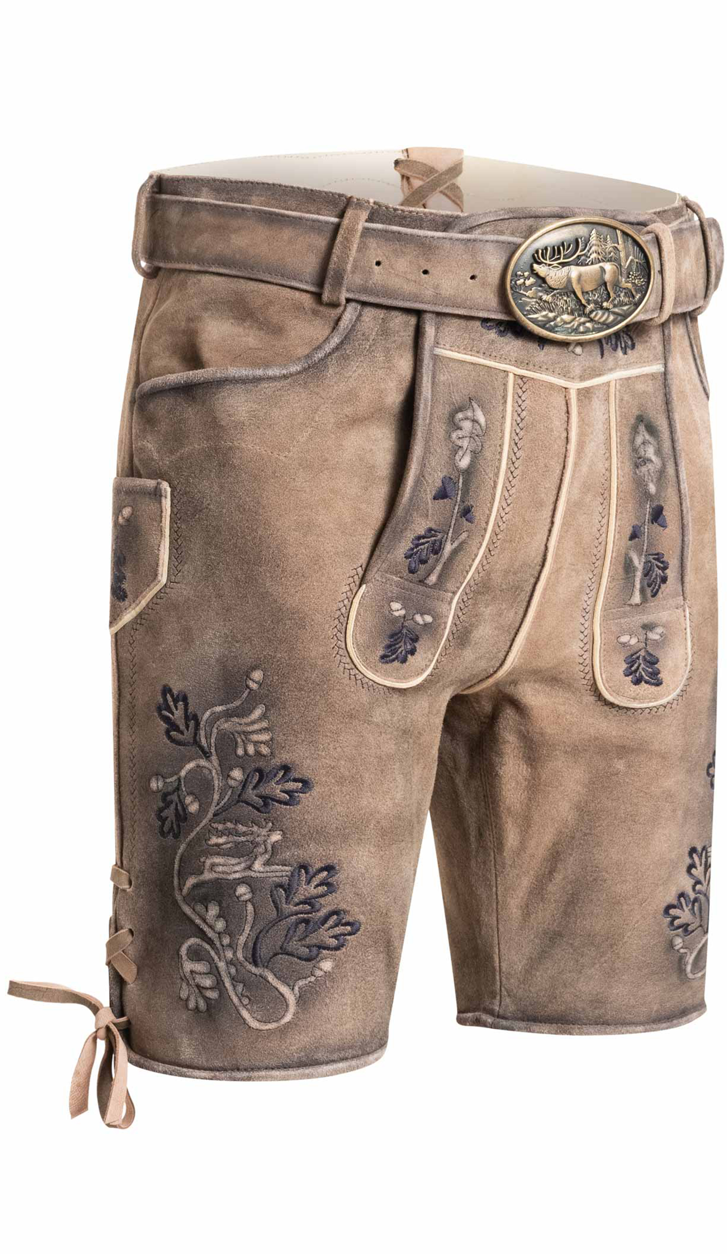 Lederhose kurz Louis in Grünbraun von Nübler