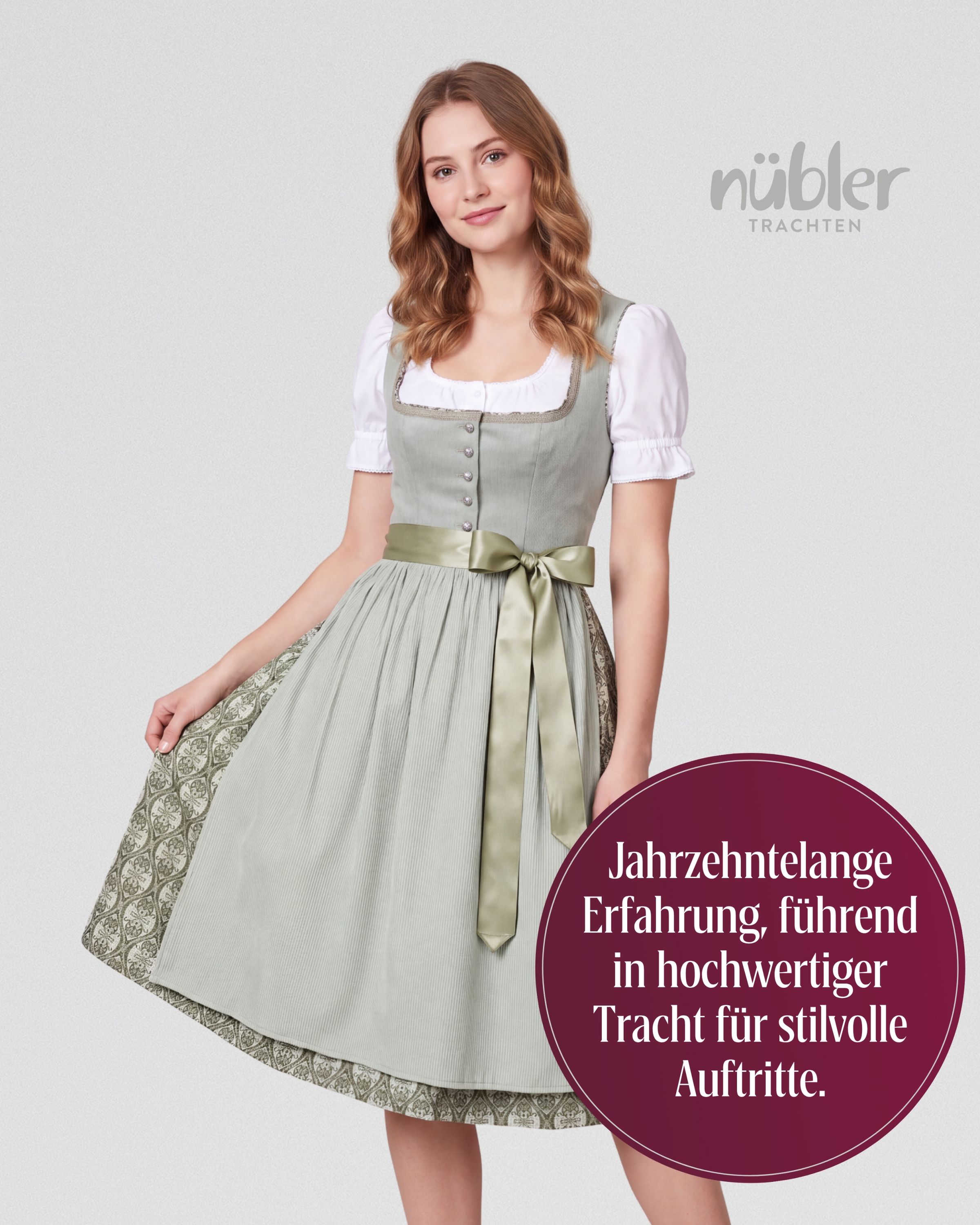 Midi Dirndl Gloria in Salbei von Nübler