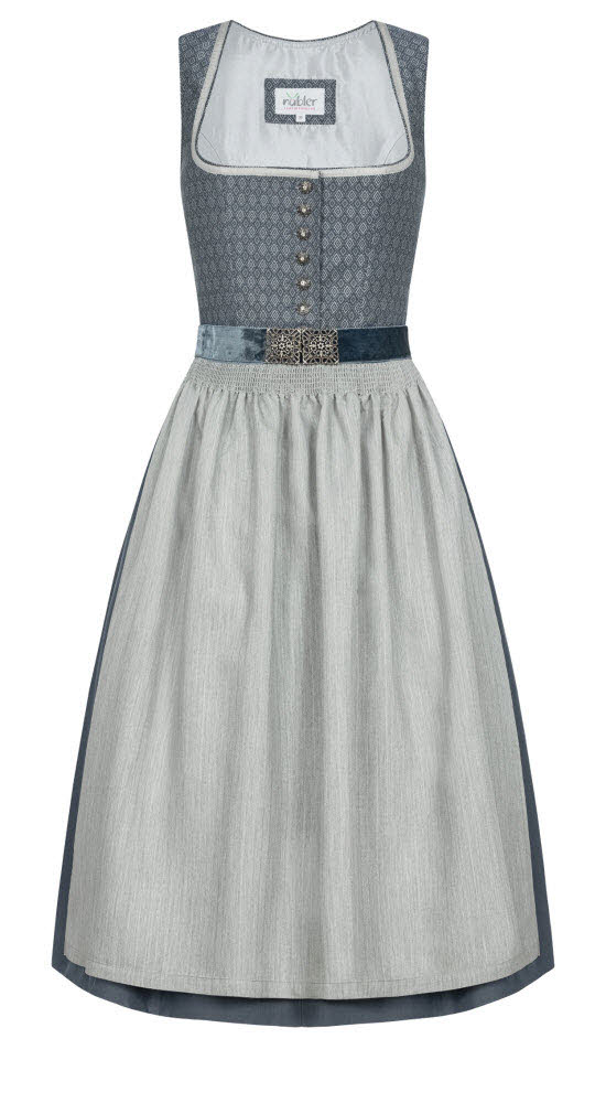Midi Dirndl Edda in Blau von Nübler Midi Dirndl Edda in Blau von Nübler