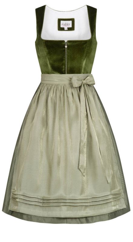 Dirndlkleid Damen Midi - Bayerische Tracht Mit Schürze Für Oktoberfest